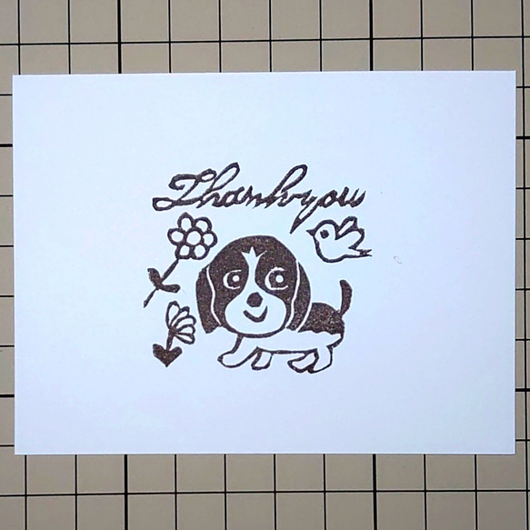 消しゴムはんこ「ビーグル・thank you」