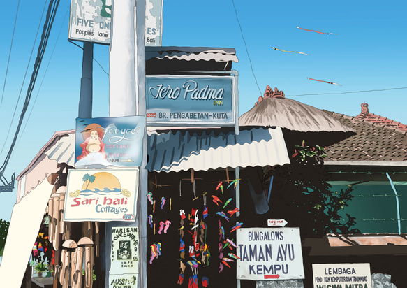 The souvenir shop in Bali (額装有り）