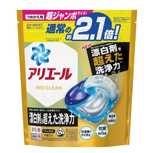 P＆Gジャパン アリエールジェルボール4Dプロクリーン つめかえ超ジャンボサイズ 19個