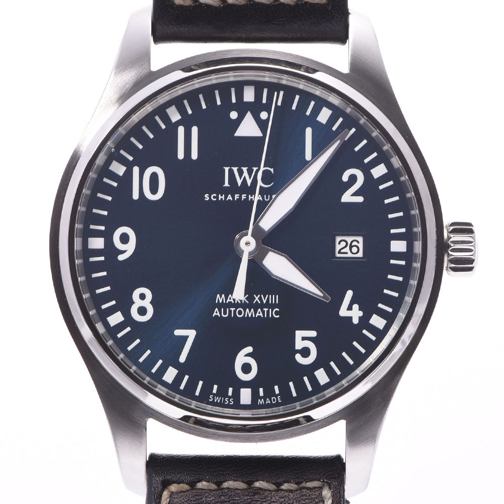 IWC SCHAFFHAUSEN アイダブリューシー シャフハウゼン パイロットウォッチ マーク18 プティプランス IW327004 メンズ SS/革 腕時計 自動巻き 青文字盤 Aランク 中古 