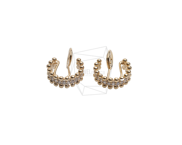 ERG-2593-G【2個入り】キュービックラウンドイヤーカフ/CZ round Earcuffs Earrings