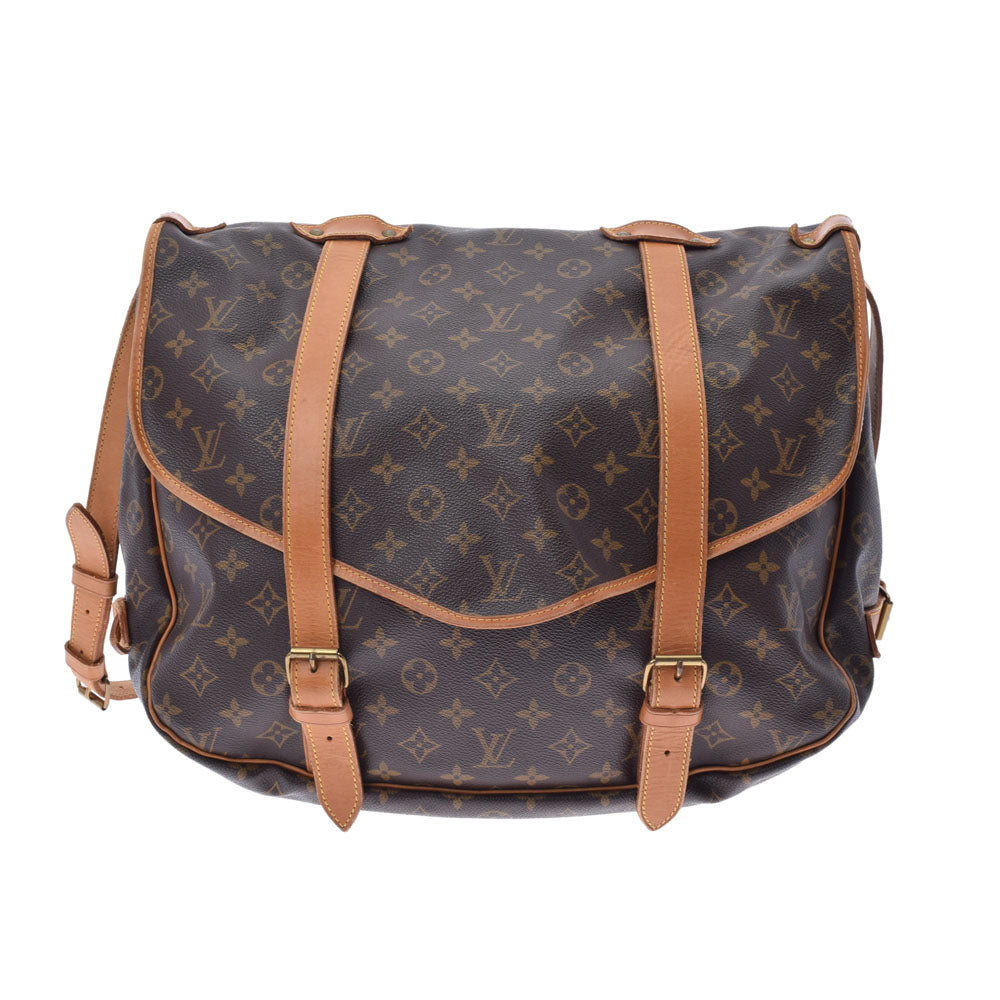 LOUIS VUITTON ルイヴィトン モノグラム ソミュール 43 ブラウン M42252 レディース モノグラムキャンバス ショルダーバッグ Bランク 中古 