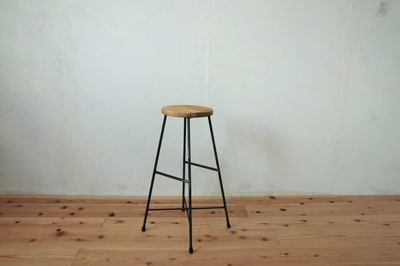 【送料無料】【PINE】MULTI STOOL HIGH-MARU-/スツール/パイン材/アイアン