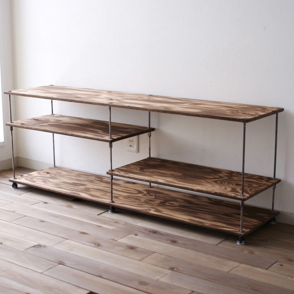 【即納＆送料無料】ｗood iron shelf 440*1200*300 テレビ台 ローボード シェルフ