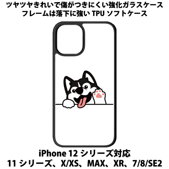 送料無料 iPhone13シリーズ対応 背面強化ガラスケース 犬1