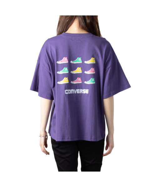 [大きいサイズ] CONVERSE コンバース ドロップショルダーシューズプリント半袖Tシャツ クイーンサイズ 3285－3704