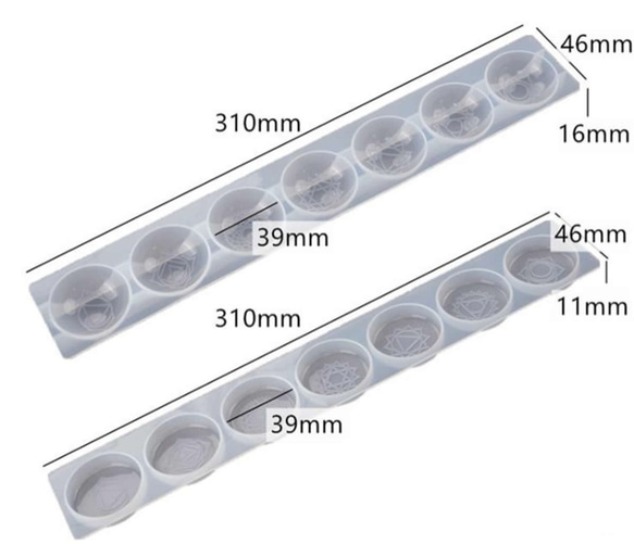 シリコン型 モールド チャクラ 半球、平丸 セット BLHW166431C【シリコンモールド オルゴナイト】