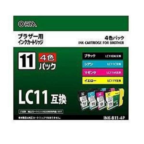 オーム電機 INK-B11-4P ブラザー LC11対応 互換インクカートリッジ 4色パック