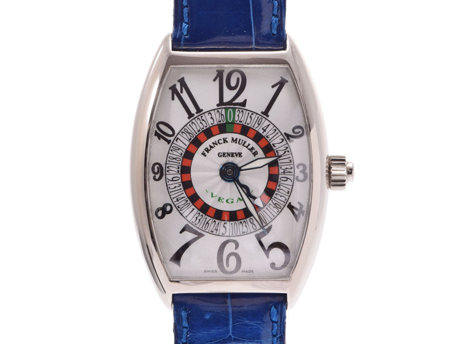 FRANCK MULLER フランクミュラー ヴェガス 5850VEGAS メンズ WG/革 腕時計 自動巻き シルバー文字盤 Aランク 中古 