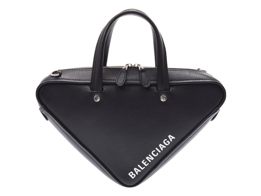 バレンシアガ トライアングルダッフル XS 黒 SV金具 レディース レザー 2WAYバッグ ABランク BALENCIAGA ストラップ付 中古 