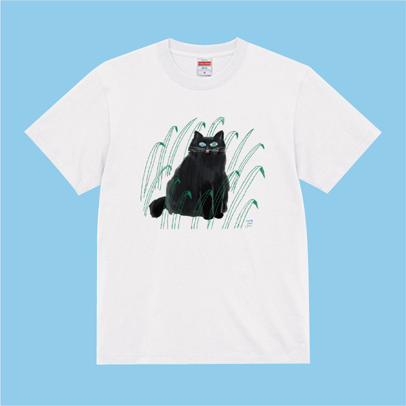 『草むらの黒猫』スタンダードTシャツ　送料無料