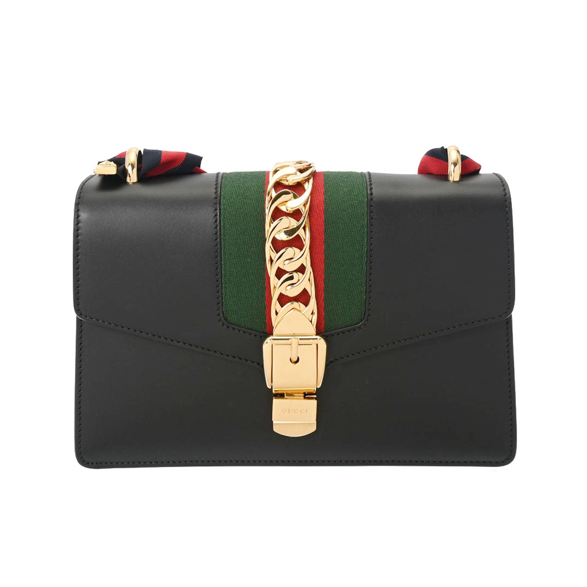 GUCCI グッチ シルヴィ 2WAY 黒 ゴールド金具 421882 レディース レザー ショルダーバッグ Aランク 中古 