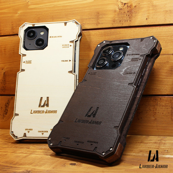 iPhone14 ケース 木製 耐衝撃 ウッド wood case 木 本革 オリジナル LUNBER ARMOR