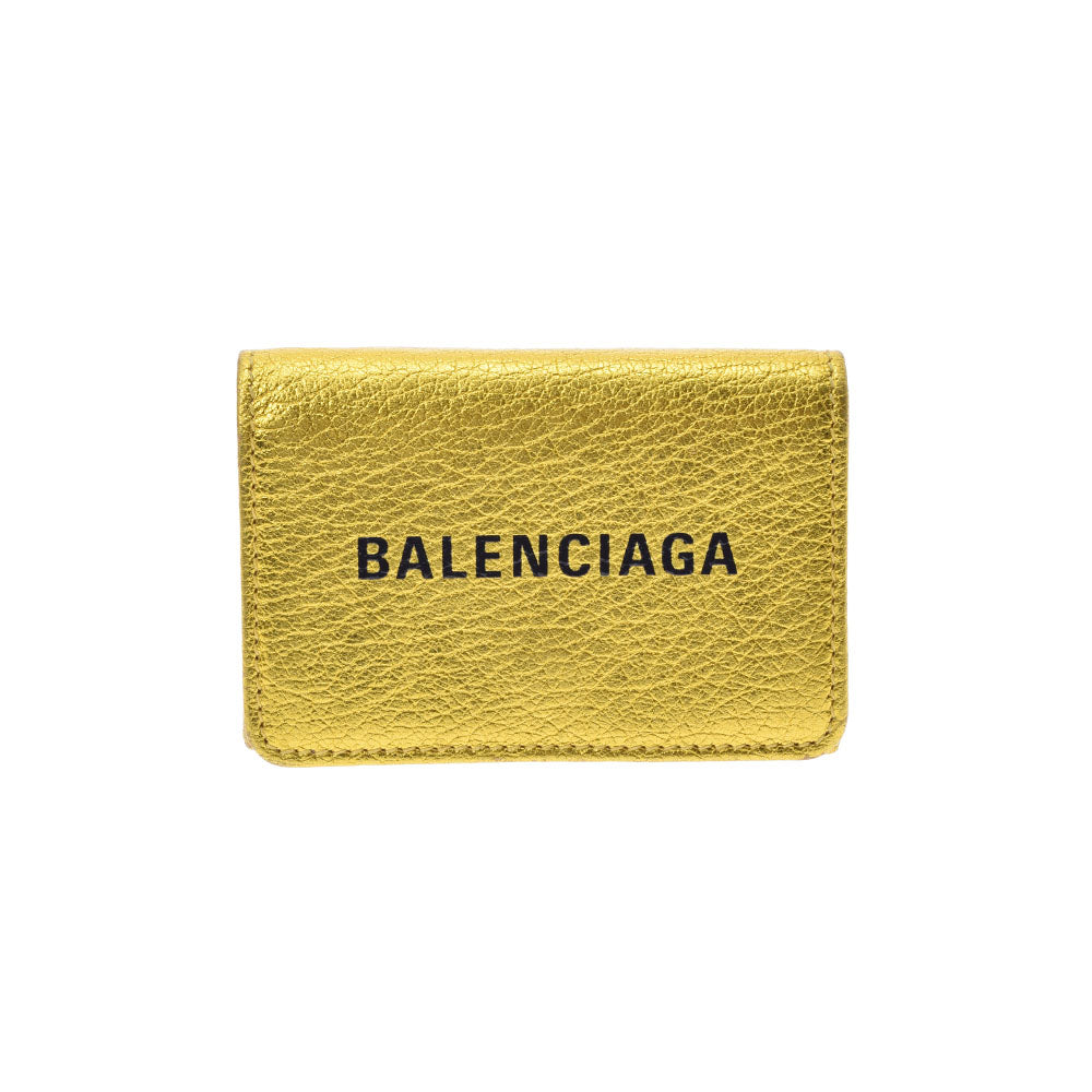 BALENCIAGA バレンシアガ ミニウォレット コンパクトウォレット ゴールド 551921 ユニセックス レザー 三つ折り財布 ABランク 中古 