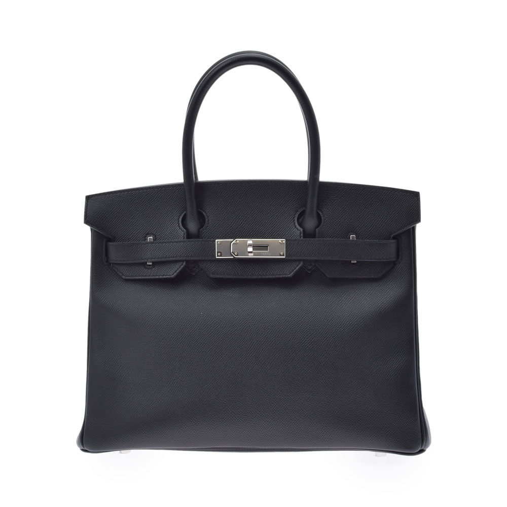 HERMES エルメス バーキン30 黒 シルバー金具 D刻印(2019年頃) レディース ヴォーエプソン ハンドバッグ 新同 中古 