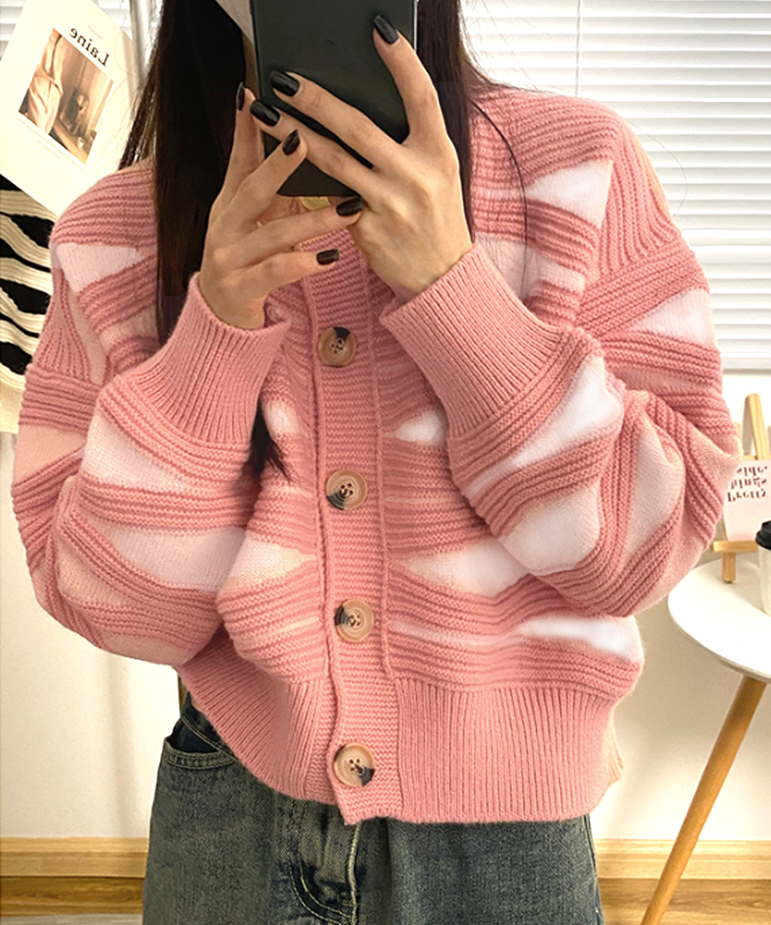 アミュレット/ツートンニットカーディガン レディース トップス 長袖 秋服 冬服 10代 20代 ･･･