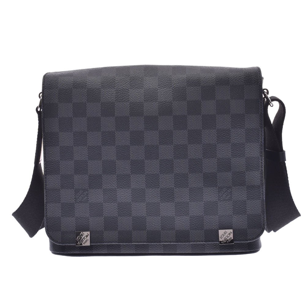 LOUIS VUITTON ルイヴィトン ダミエ ディストリクトPM NM 黒 N41028 メンズ ダミエグラフィットキャンバス ショルダーバッグ Aランク 中古 