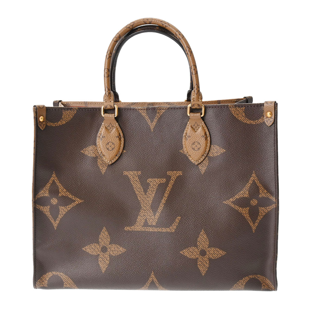 LOUIS VUITTON ルイヴィトン モノグラムジャイアント オンザゴー MM 2WAYトート ブラウン M45321 レディース モノグラムリバースキャンバス ハンドバッグ ABランク 中古 