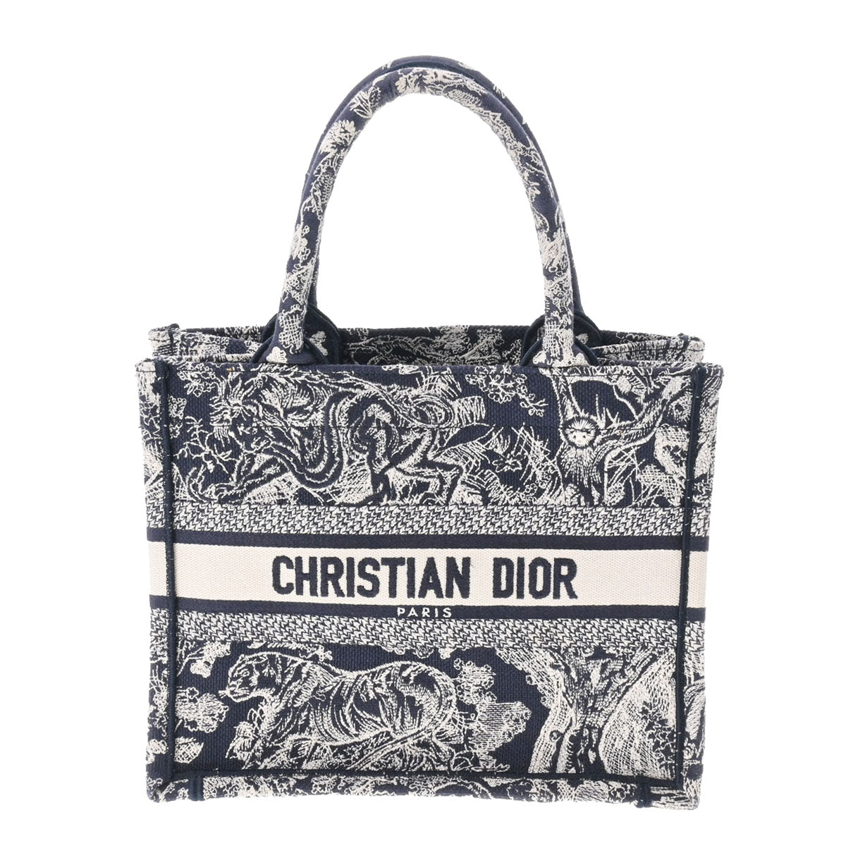 CHRISTIAN DIOR クリスチャンディオール ブックトート スモール トワルドジュイ柄 ネイビー M1265ZRGO レディース キャンバス トートバッグ Aランク 中古 