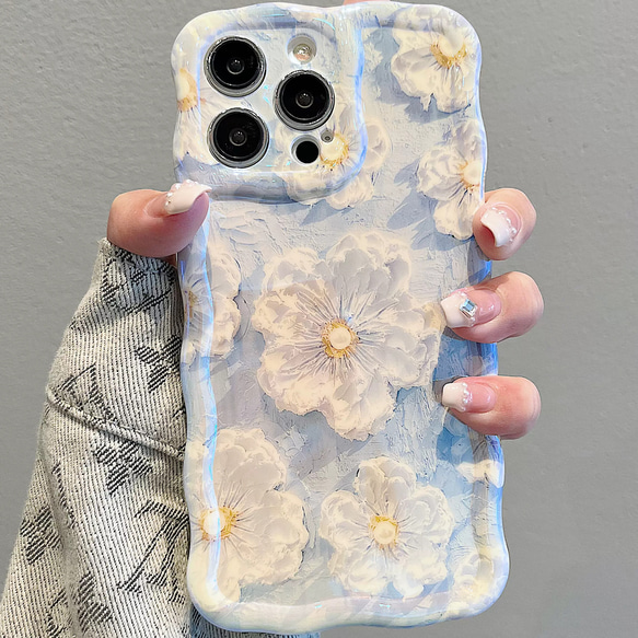 iPhoneケース　スマホケース　油絵風　大人可愛い　おしゃれ　桜　花