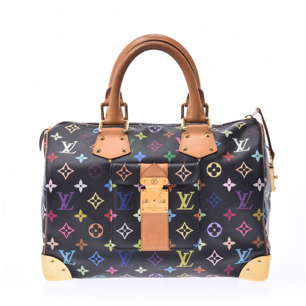 LOUIS VUITTON ルイヴィトン マルチカラー スピーディ30 黒 M92642 レディース ハンドバッグ Bランク 中古 