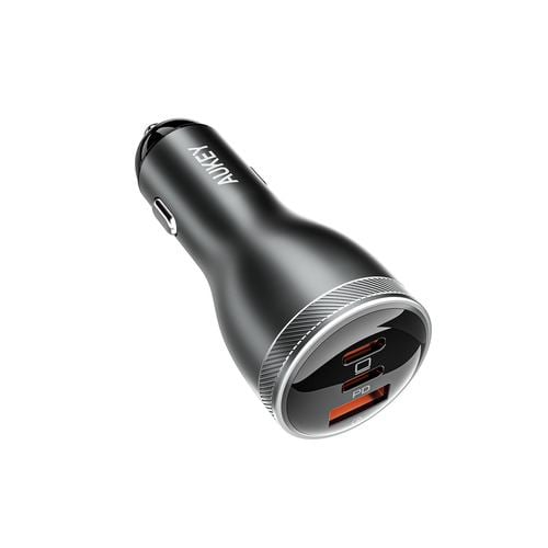 AUKEY CC-Y24-GY カーチャージャー Rapide Mix 65W QC／PD対応 [USB-A 1ポート／USB-C 2ポート] ダークグレー