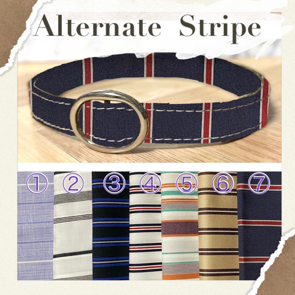 Alternate stripe＊迷子札付き＊軽い首輪