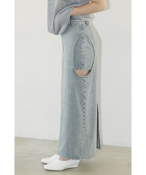 CIRCLE CUT LAYERED DENIM SKIRT