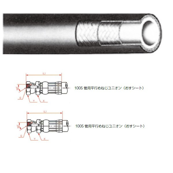 横浜ゴム（YOKOHAMA） 一般油圧ホース 6000mm 両端1005金具 L35-12 L35-12-6000 1005+1005（直送品）