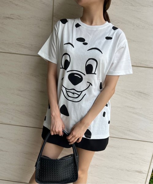 【DISNEY/ディズニー&PIXAR/ピクサー】天竺BIG FACEプリント半袖クルーネックTシャツ（ミッキー・プーさん・101わんちゃん・トイストーリー）