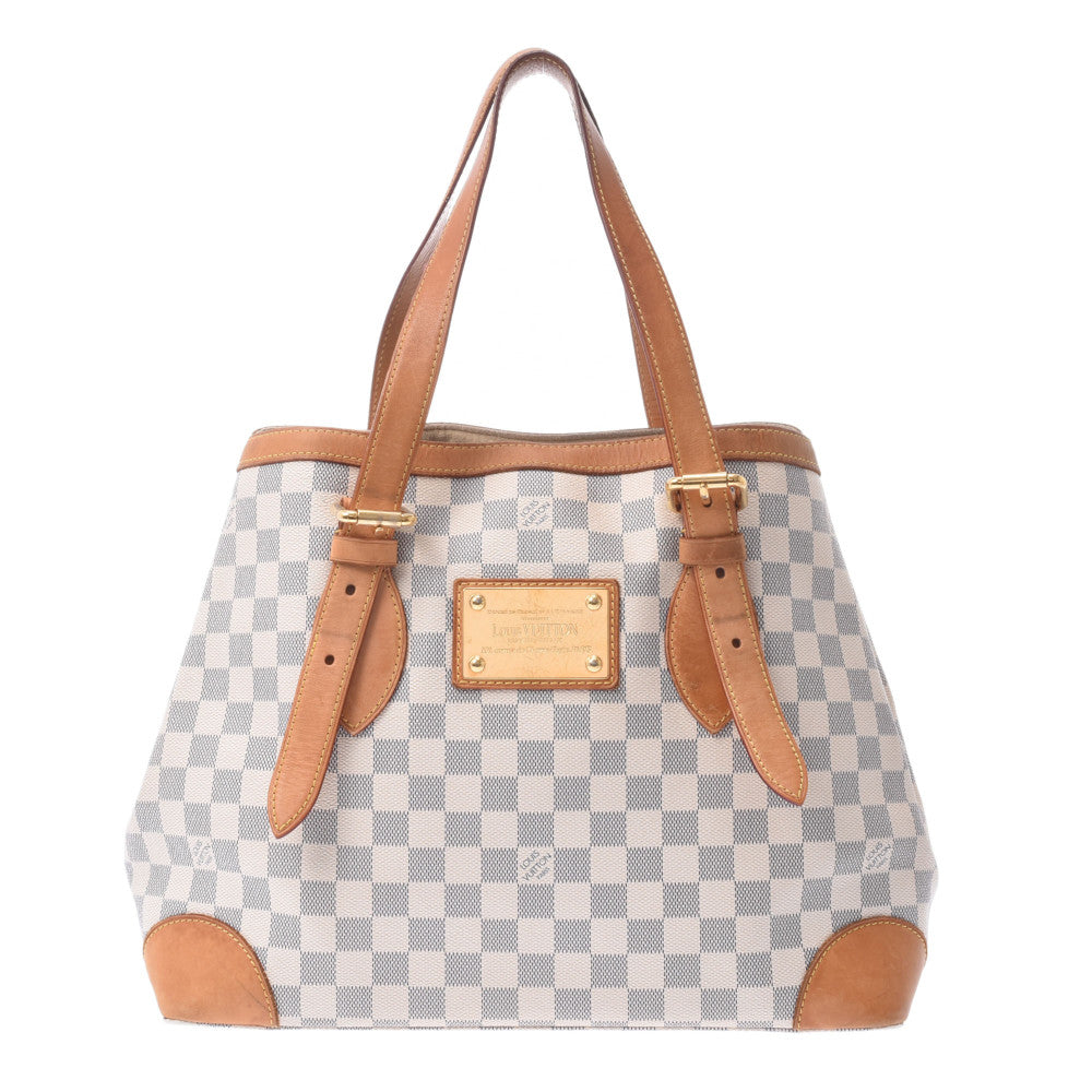 LOUIS VUITTON ルイヴィトン ダミエ アズール ハムステッドMM 白 N51206 レディース ダミエアズールキャンバス トートバッグ Bランク 中古 