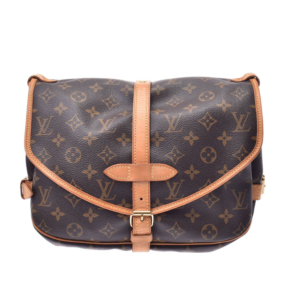 LOUIS VUITTON ルイヴィトン モノグラム ソミュール30 ブラウン M42256 ユニセックス モノグラムキャンバス レザー ショルダーバッグ Bランク 中古 