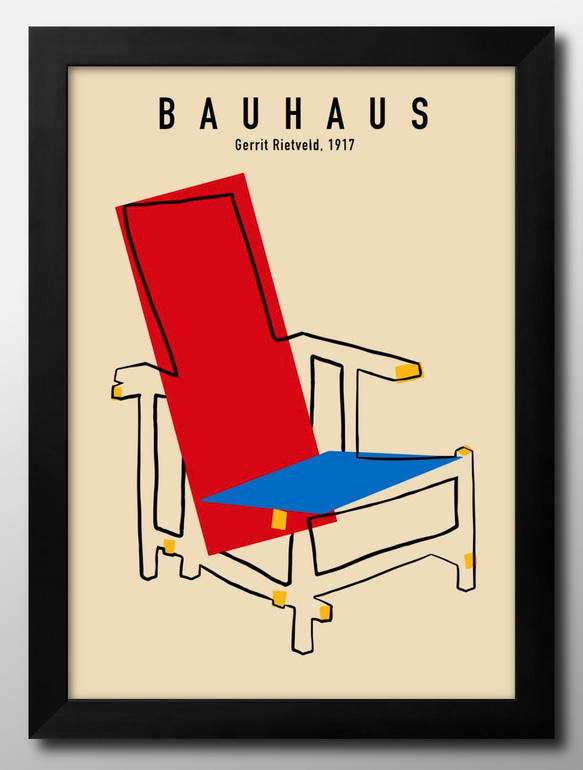 14339■アートポスター　絵画　A3サイズ『バウハウス　BAUHAUS チェア』イラスト　デザイン　上級マット紙　北欧