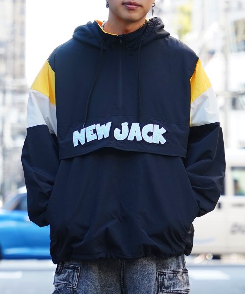 ◆NEW JACK アノラック パーカー◆ オーバーサイズ アノラックパーカー メンズ ナイロン アノラック ジャケット レディース フリース ロゴ 刺繍