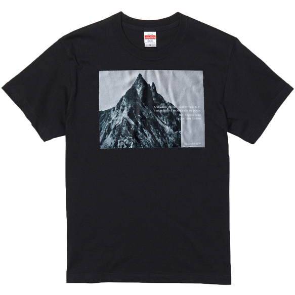 槍ヶ岳 Tシャツ 綿 コットン 山 登山 ブラックグレー