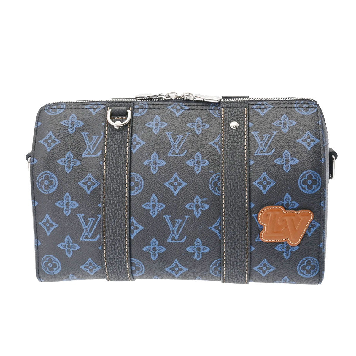 LOUIS VUITTON ルイヴィトン モノグラムレコード シティキーポル 青 M46339 ユニセックス モノグラムレコードキャンバス ショルダーバッグ 新同 中古 