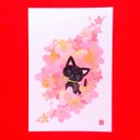 桜ゆりかごにまどろむ猫(選べるポストカード２枚組)