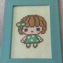 クロスステッチ刺繍ミニ額　女の子