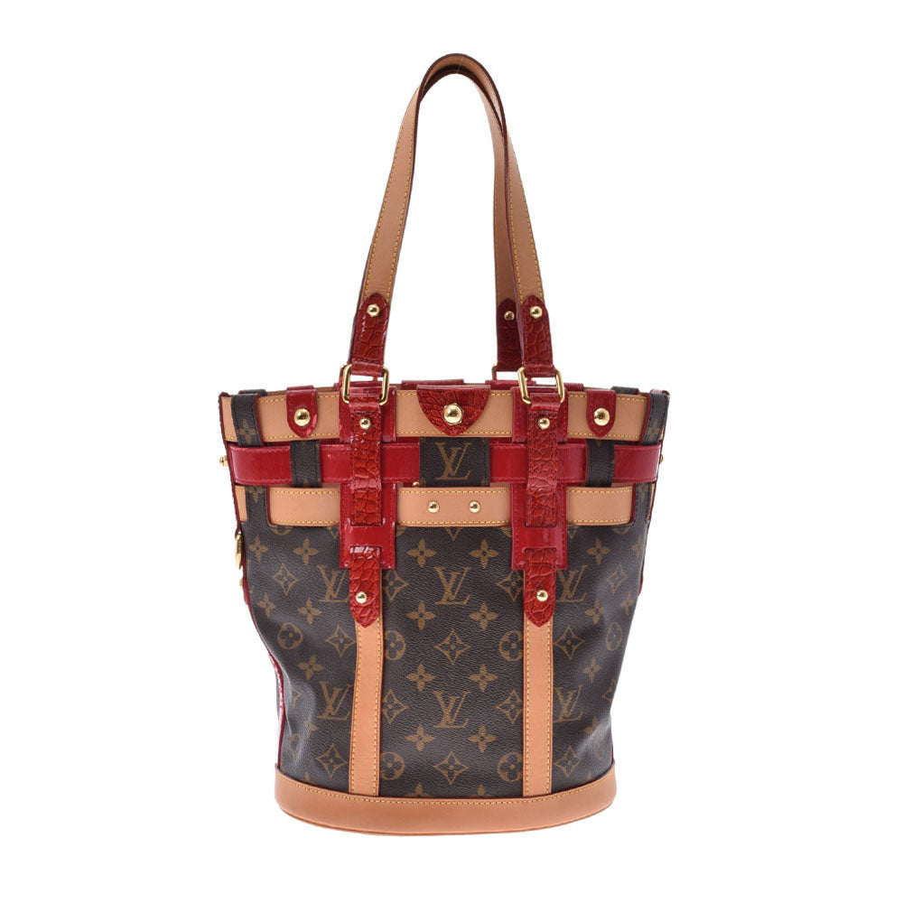 LOUIS VUITTON ルイヴィトン モノグラム ルビー ネオバケット 赤 M95613 レディース モノグラムキャンバス エナメル クロコダイル トートバッグ Bランク 中古 