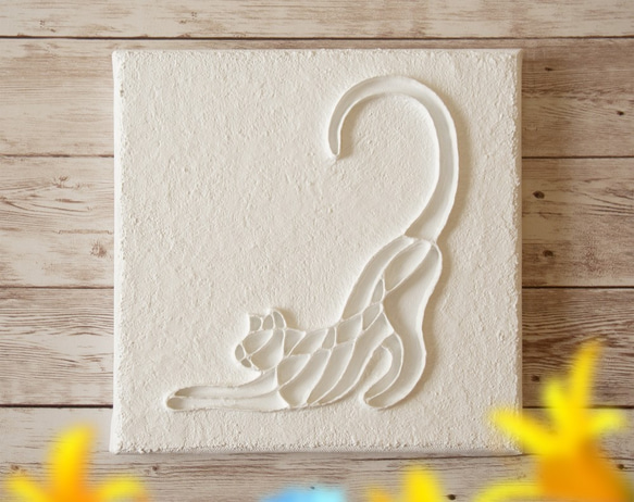 [送料無料]「ひだまりで、のびる猫。」＊Canvas sculpture＊