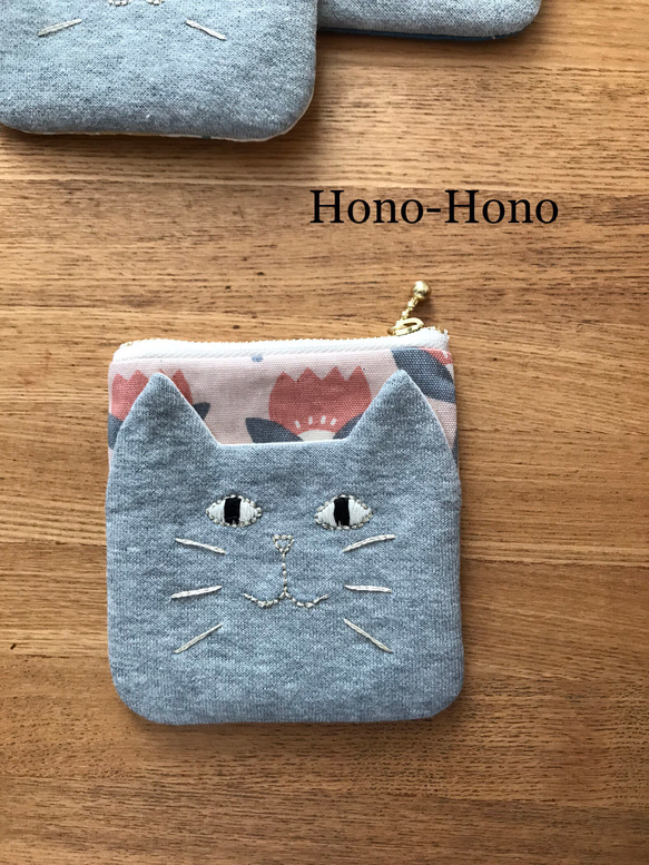 Hono-Hono  桃色ミニねこポーチ