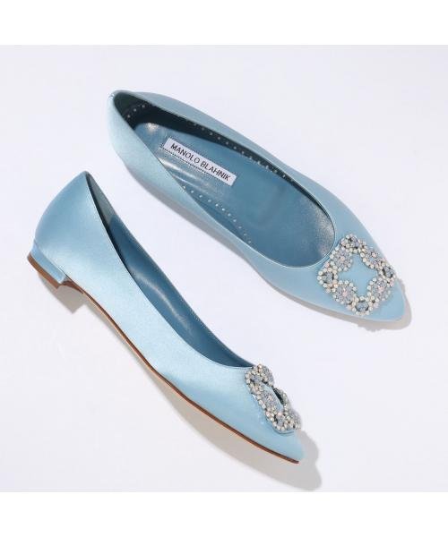 MANOLO BLAHNIK パンプス HANGISIFLAT OPAL SATIN 010