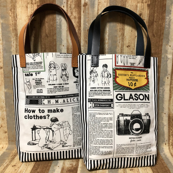 本革ハンドルミニトートバッグ newspaper