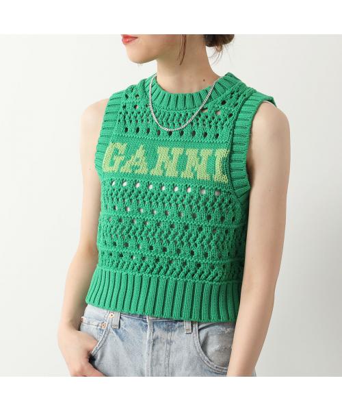 ガニー/GANNI ニットベスト Cotton Rope Short Vest