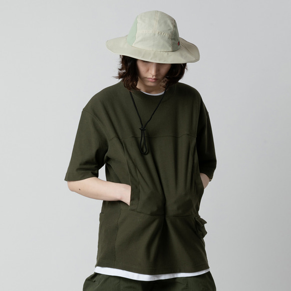 TMCAZ Smock Pocket Tee [オリーブグリーン] アウトドア風ポケット半袖Tシャツ 綿100%