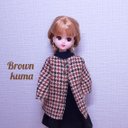 《ラスト１点》リカちゃん服　ノーカラー　コート　千鳥格子