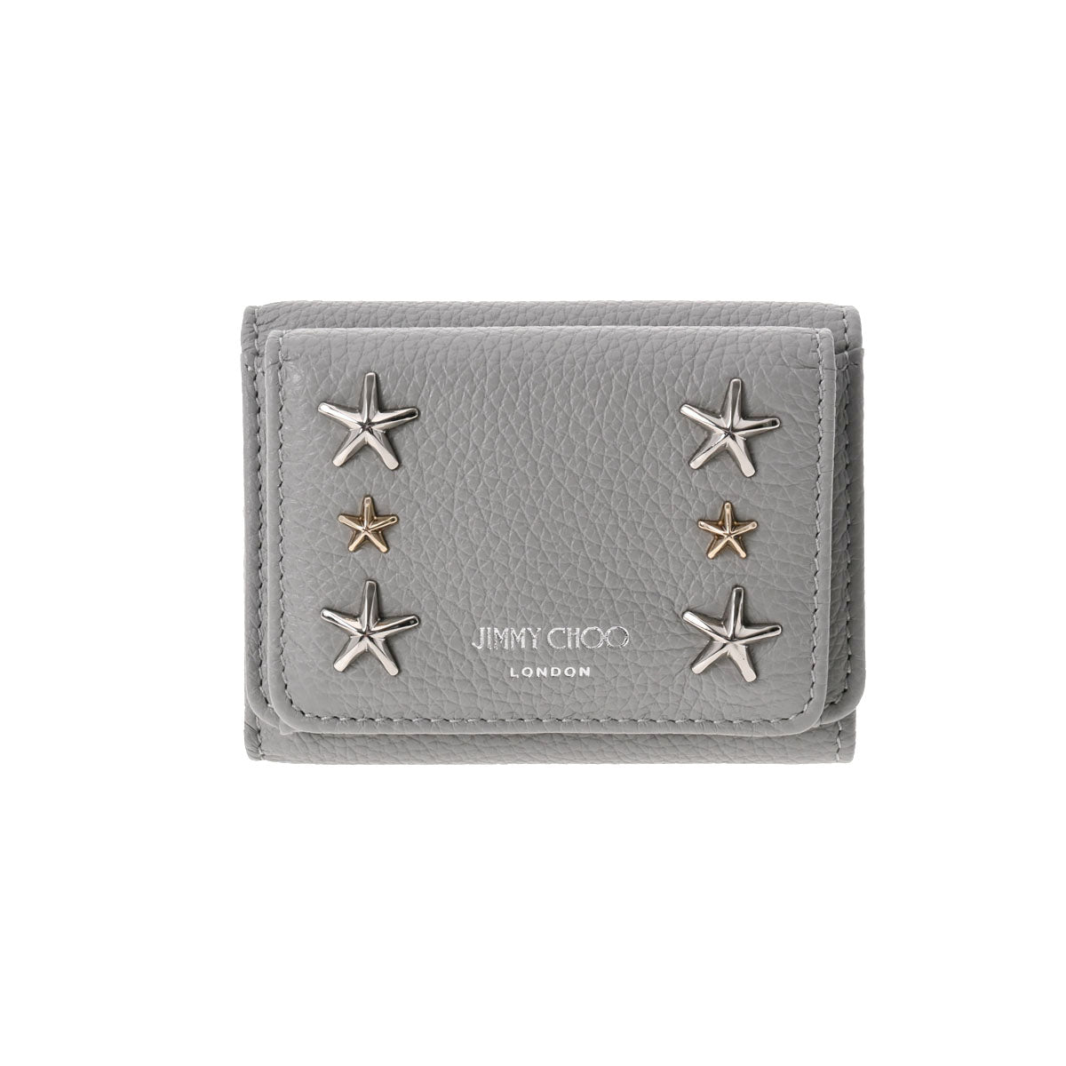 JIMMY CHOO ジミーチュウ コンパクトウォレット スタースタッズ ムーンストーン シルバー金具 NEMO-UUF-0222 レディース カーフ 三つ折り財布 未使用 