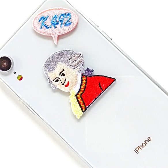 ●アマデウス・モーツァルト Mozart ●２WAY 刺繍デコレーションステッカー＆アイロンワッペン アップリケ