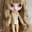 Blythe 服　フリル長袖ブラウス　ベジュー色　翌日発送