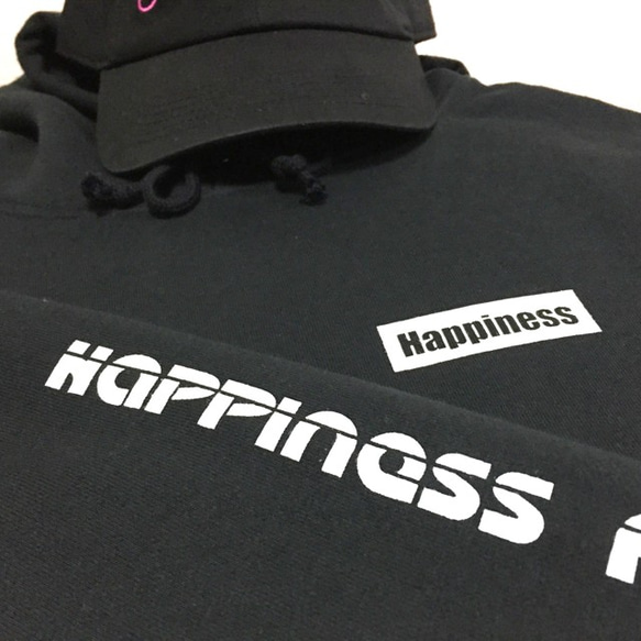 Hapinnes パーカー(ブラック×ホワイト)